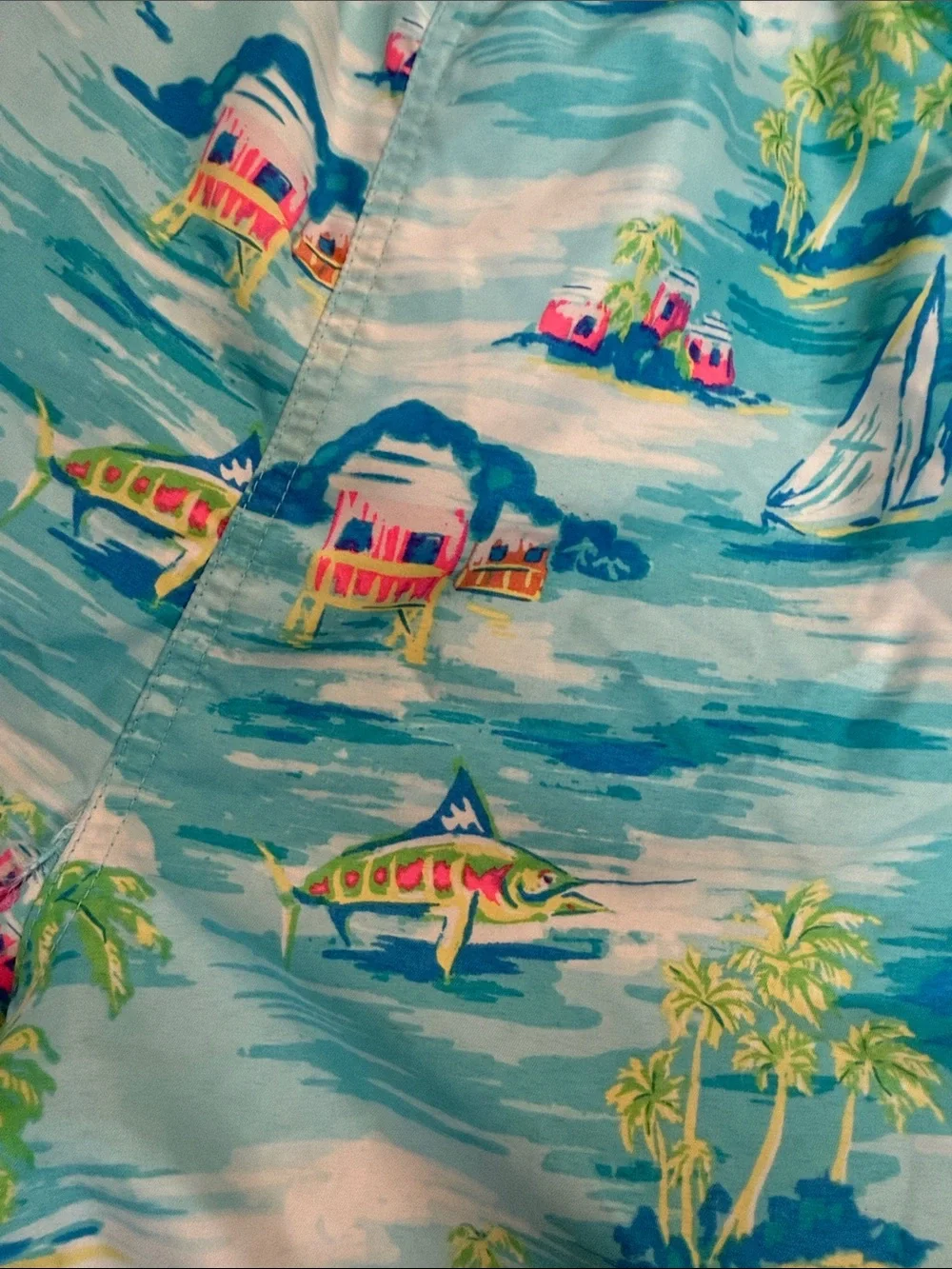 Vineyard Vines Blue Tropical Island Print Swim Board Shorts